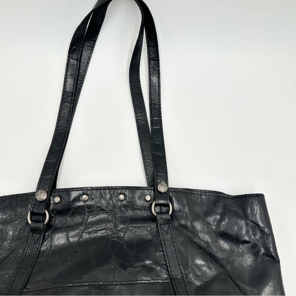 Patricia Nash Benvenuto Rivets Black Leather Tote Shopper Large - Picture 6 of 10
